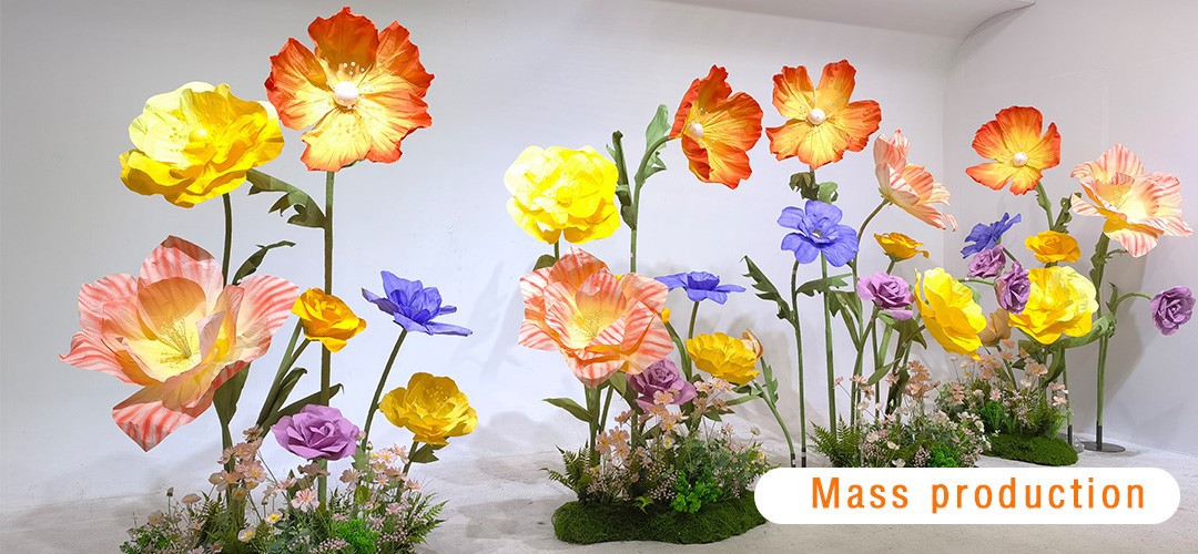 Mass production of artificial paper flowers Mass production of artificial paper flowers